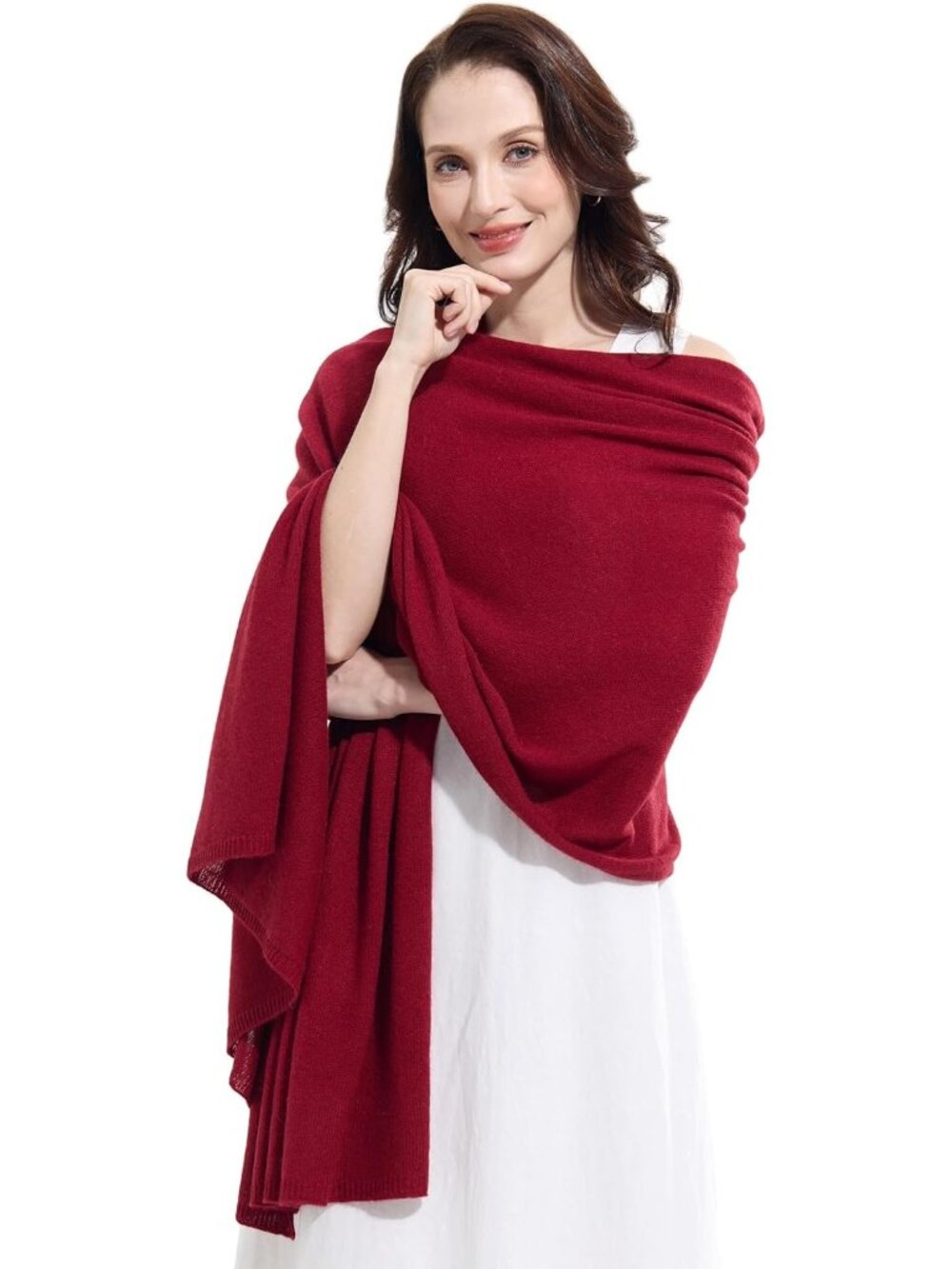 〽️Women's Cashmere Shawl Burgundy Wedding Winter Shoulder Classic Wrap 87"x28"